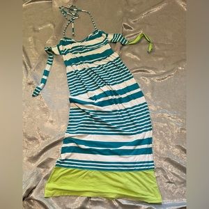 Aéropostale striped tie straps dress with lime green bottom size XL